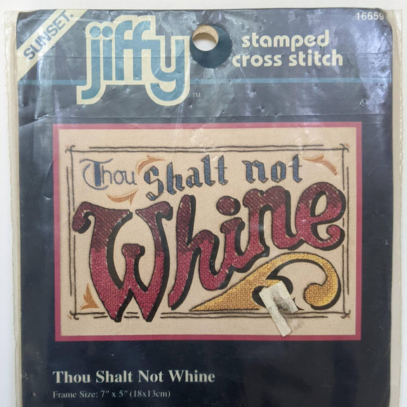 Vintage Jiffy "Thou Shalt Not Whine" Stamped Cross Stitch Kit from Dimensions - Picture 2 of 6